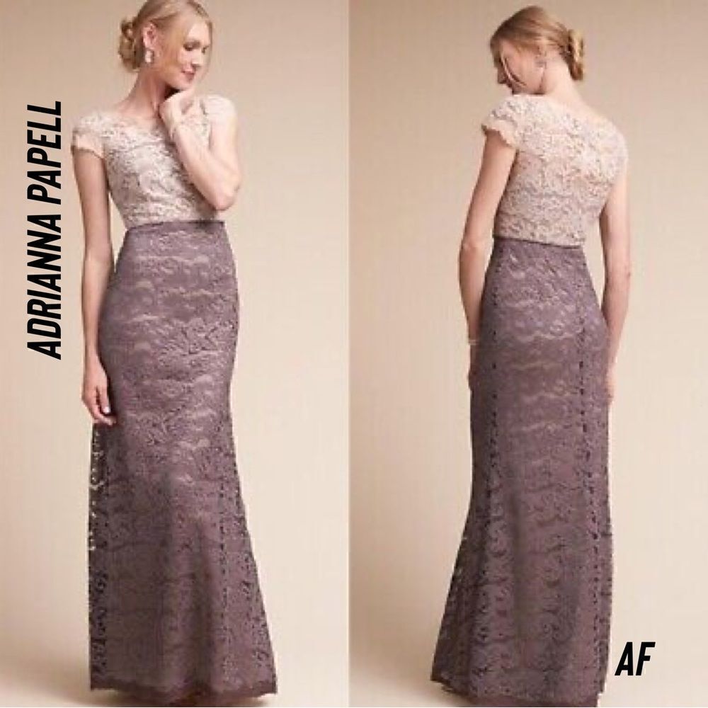 ADRIANNA PAPELL COLOR BLOCK LACE MAXI GOWN NEW SIZE 6